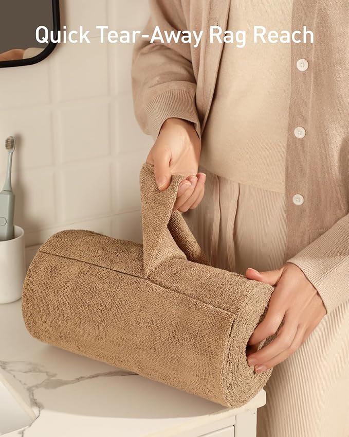 Fantasticlean Microfiber Cleaning Cloth Roll -30 Pack, Tear Away Microfiber Towels, 12" x 12", Reusable, Washable, Scratch Free, Ultra Absorbent Dishcloth for All-Around Cleaning Supplies (TAN)