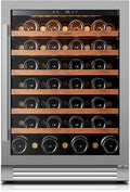 Ca'Lefort 24 Inch Wine Fridge, 61 Bottle Wine Cooler Refrigerator, 40-65°F Wine Refrigerator Glass Door, 3 LED Wine Fridge, Built-in or Freestanding Fridge for Home/Bar/Kitchen (5.65 cu.ft)
