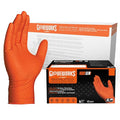 GLOVEWORKS Orange Nitrile Work Gloves, 8 Mil Disposable Heavy Duty, Raised Diamond Grip Mechanic Glove, Small, Case of 1000