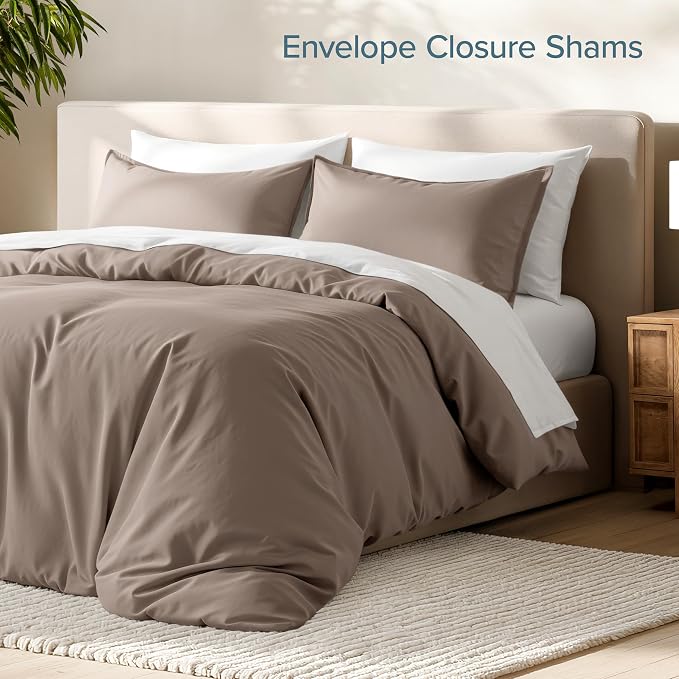 Bare Home Bedding Duvet Cover Queen Size - Premium 1800 Super Soft Collection - Lightweight, Cooling Duvet Cover - Soft Breathable Bedding (Queen, Taupe)