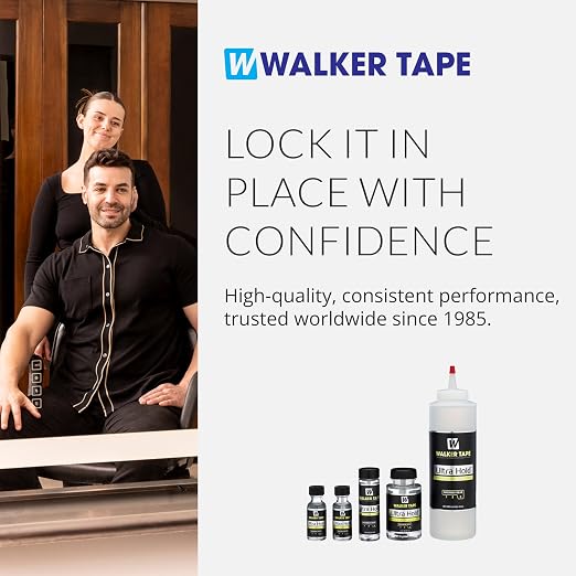 Walker Tape Ultra Hold Brush-On Adhesive, Waterproof Wig Glue for Lace Systems and Tape in Hair Extensions Human Hair, Strong Long Lasting Bonding Glue for Hairpiece and Wig Application, 1.4 oz