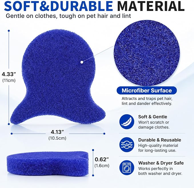 Pet Hair Remover for Laundry, Reusable Pet Hair Catcher(6PC,Blue) | Traps Dog & Cat Fur for Washer & Dryer, Reduce Lint & Dander from cloth, Must-Have Pet Hair Remover Tool