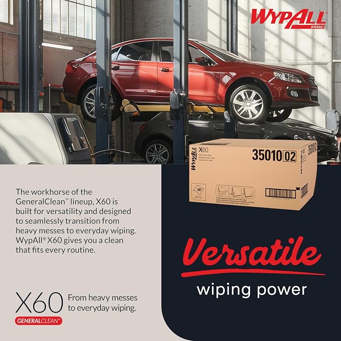WypAll GeneralClean X60 Cloths Multi-Task Cleaning Wipes (35010), Strong and Absorbent Towels, White (3 Packs of 100 Sheets, 300 Sheet Total)