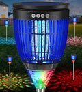 All in 1 Solar Bug Zapper Outdoor, Flame & Projection Mode, Auto/Manual Modes, 4200V Electric Mosquito Killer with High Powered, IPX5 Waterproof Rechargeable Fly Insect Trap for Patio Garden Yard RV