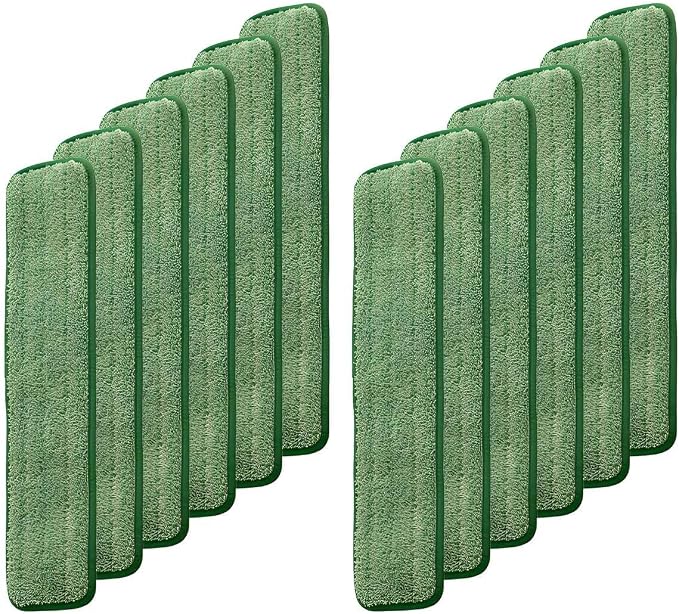 Washable Microfiber Mop Pad Refill, 12 Pack 24 inch Flat Mop Pads, Commercial Reusable Mop Pads for Wet and Dry Cleaning, Squeeze Cleaning Mop Heads Replacement