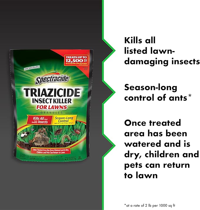 Spectracide Triazicide Insect Killer For Lawns, 10 Pounds, Granules Kill Listed Lawn-Damaging Insects, 4 Pack