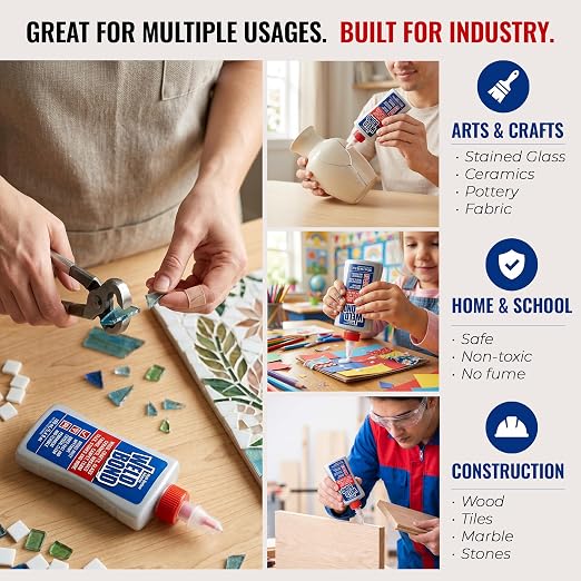 Weldbond Multi-Surface Glue Non Toxic for Mosaic Wood Ceramic Craft 5.4oz | Non Toxic Glue Dries Crystal Clear Heavy Duty Adhesive Glue for Craft, Ceramic, Wood Working, Glass, Porcelain, Tile and more