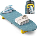 Foldable Small Ironing Board Tabletop, Mini Iron Board Small, Table top mini Ironing Boards Small with Cover pad, Compact Portable Travel Iron and Ironing Boards Set, 12 * 32 Cadet Blue (with Holder)