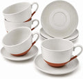 12 Oz Cappuccino Cups with Saucers, Coffee Cups Set of 4, Ceramic Tea Cup and Saucers, Wide Mouth Coffee Mugs for Latte Art, Cappuccino, Espresso & Cafe Drinks, Microwave Dishwasher Safe