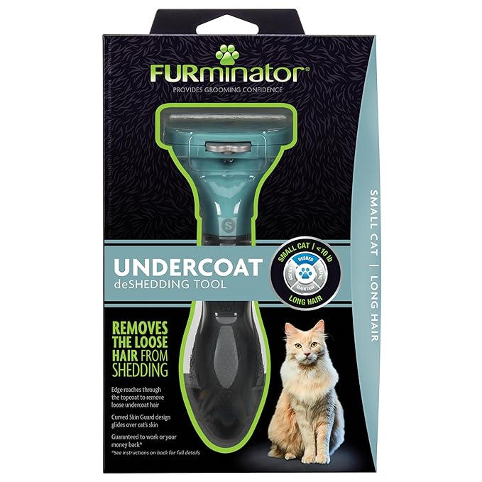 FURminator deShedding Tool For Small Cats, Long Hair, Removes Loose Hair From Shedding