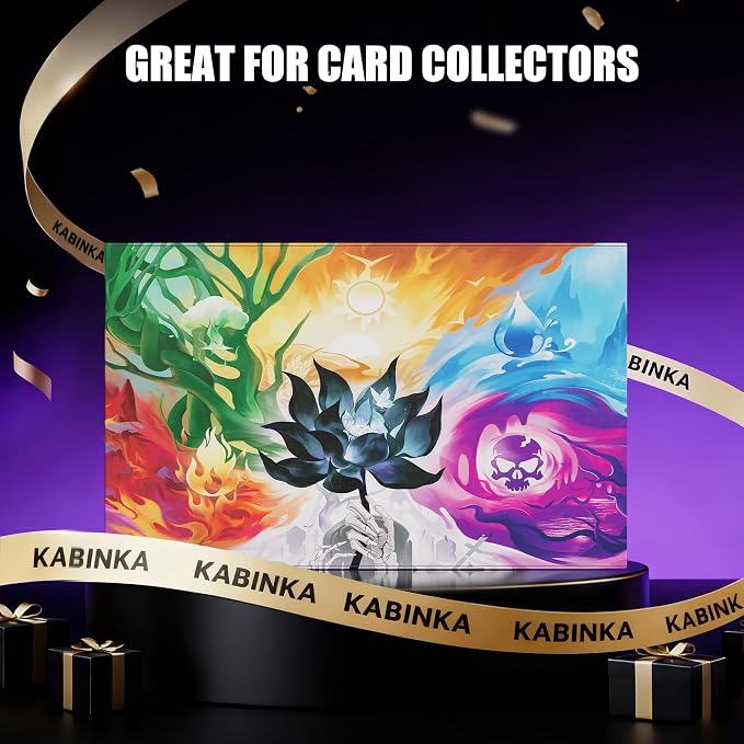 Kabinka 5 Row MTG Card Storage Box with Commander Display and Art Printing | 3900+ Trading Card Deck Box for MTG Sport Cards, 5 Top Loaders, 5 Stoppers, 48 Dividers,1 Dice Tray (Art)