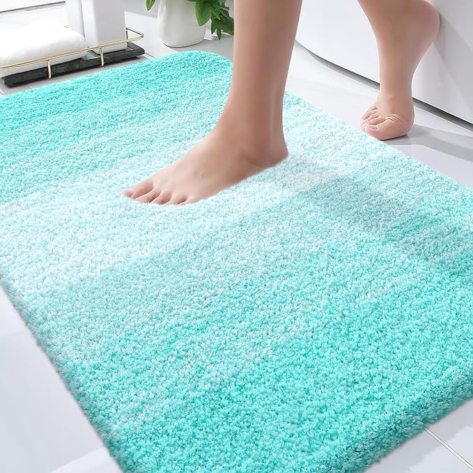 OLANLY Bathroom Rugs Mat 36x24, Extra Soft Absorbent Microfiber Bath Rugs, Rubber Backing, Quick Dry, Machine Washable Bath Mats for Bathroom Floor, Tub and Shower, Home Decor Accessories, Teal
