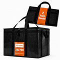 PRO Large Insulated Food Delivery Bag (3XL, Black, 2 Pack) | Thermal bag, For cold & hot food, Water-resistant, Portable cooler, Soft sided catering tote, Grocery bag with zippered top