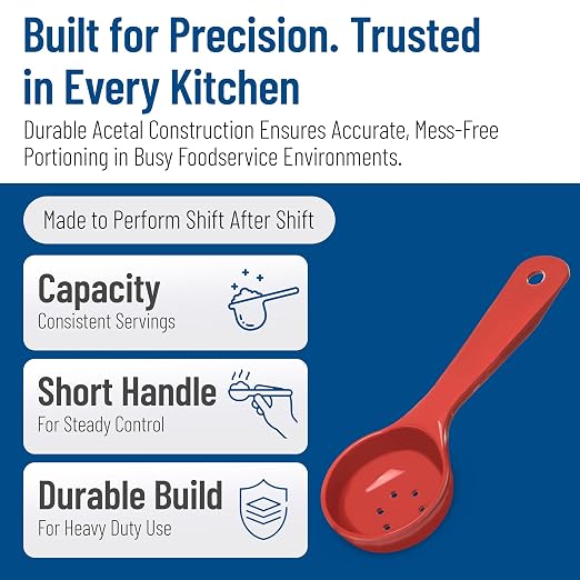 CFS Measure Miser Perforated Measuring Spoon with Short Handle, 2 Ounce, Red (Pack of 12)