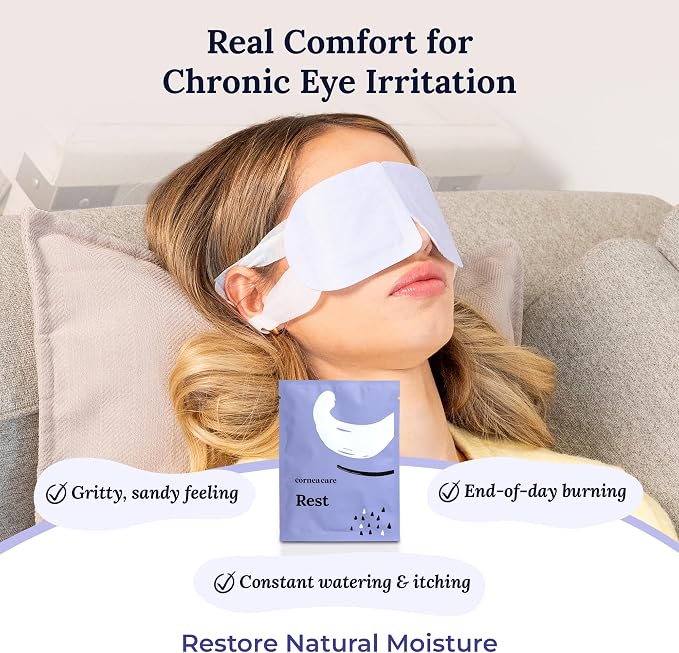 CorneaCare Rest: Self Heating Warm Compress for Dry Eyes | Heated Eye Mask for Fast Relief | Steam Mask for Stye Treatment | No Microwave or Washcloth Needed | Travel Ready Warm Compress | 30 Count