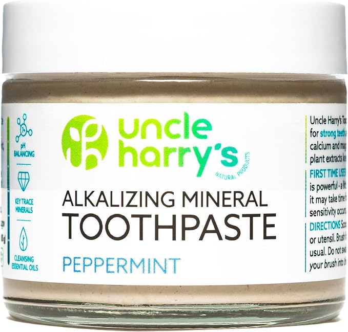 Uncle Harry's Natural & Fluoride-Free Remineralizing Toothpaste - Freshens Breath & Strengthens Enamel - Peppermint, 3 Ounce (Pack of 6)