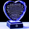Arikyrist Meaningful Son Gifts with Coloful LED Base Inspirational to My Son Crystal Keepsake for Graduation Birthday Gifts for Adult Sons from Mom Dad on Fathers Day Christmas Valentines
