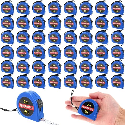 Copkim 50 Pcs 6 FT Mini Tape Measure Retractable Bulk Small Measuring Tape Pocket Size Measurement Tool for Operation Christmas Items Party Favor Gifts Stuffers for Men(Blue)
