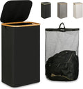 iEGrow Laundry Hamper with Lid, 110L Large Laundry Hamper with Handle and Lid, Collapsible Clothes Basket Organizer with Removable Inner Bag for Clothes Towels - Black