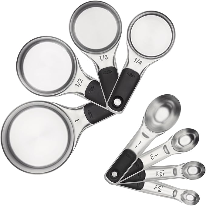 OXO Good Grips Stainless Steel Measuring Cup and Spoon Set + OXO Good Grips 2-Piece Plastic Cutting Board Set