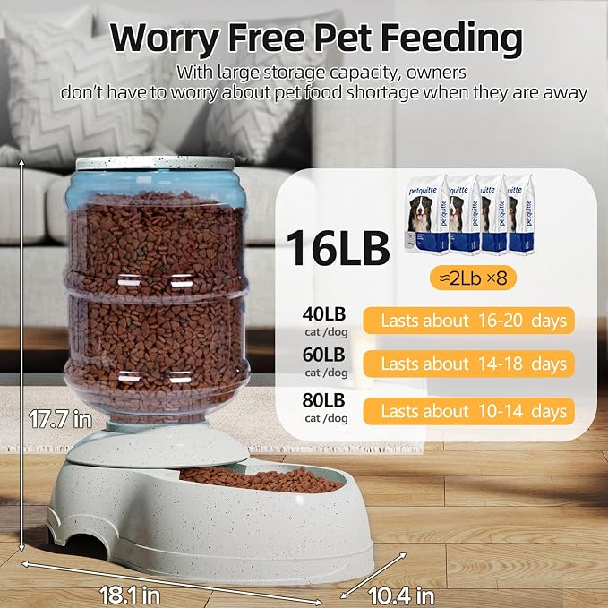 Kenond 11L Gravity Automatic Dog Feeder, Dog Food Dispenser for Large Breed | Wide Mouth, Easy to Clean/ Gravity Filled/ Large Capacity/ Multi Pet Home