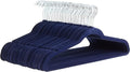 Amazon Basics Slim Velvet Non-Slip Space Saving Suit Clothes Hangers for Closet Organization, Navy Blue/Silver, 50-Pack