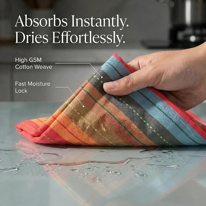 Urban Villa Kitchen Towels Cotton Dish Towels 20”x30” (Set of 6) Red Multi