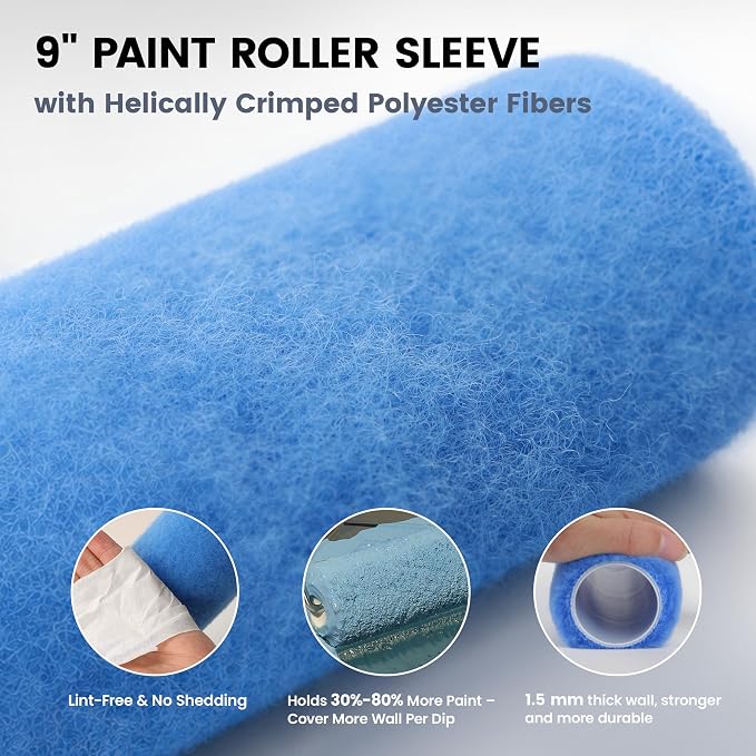 VOOMEY Professional Paint Roller Kit with Telescopic Extension Pole (44-89cm) 23cm, Polyester Paint Roller for Walls, 10cm Sponge Roller for Edges & Corners, Brush Set for Ceiling, DIY Home Renovation