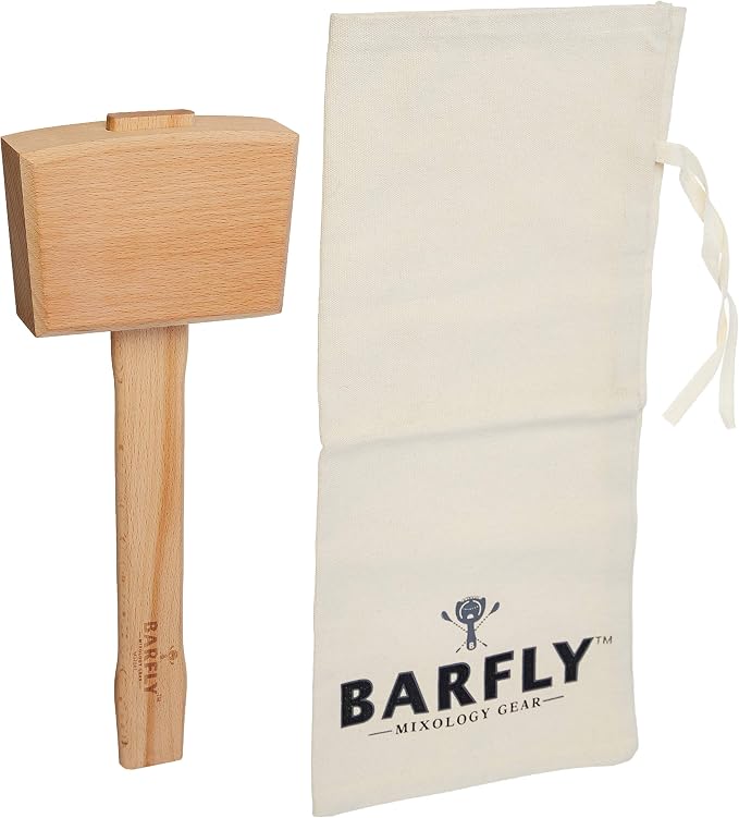 Barfly Wood Ice Mallet and Lewis Ice Bag