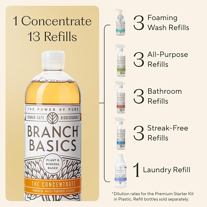 Branch Basics Concentrate (33.8 oz) + Oxygen Boost (4 lbs) | Multi-Surface All Purpose Cleaner Concentrate + Natural Stain Remover, Grout Cleaner | Human-Safe, Fragrance Free