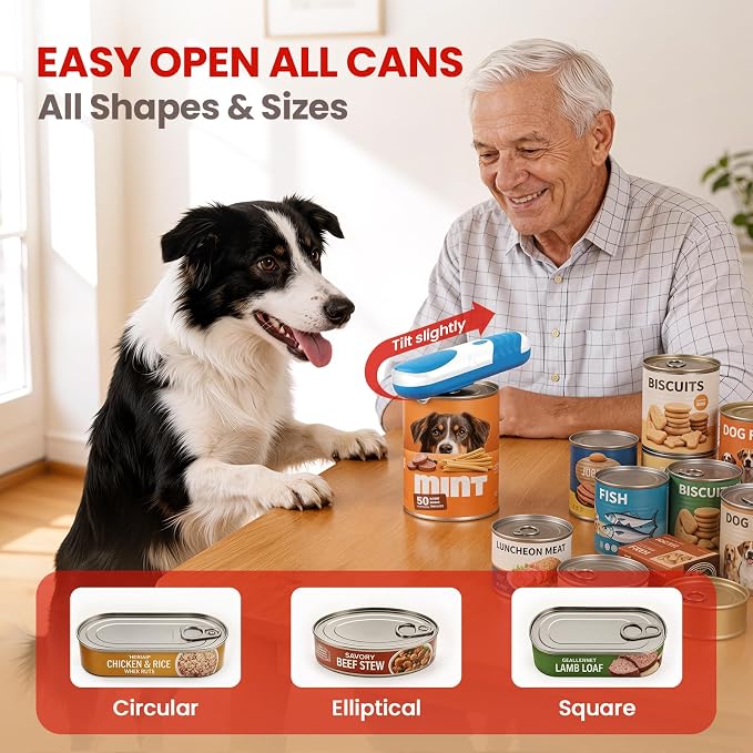 One Touch Electric Can Opener Automatic Can Opener for Seniors, Rechargeable Smooth Edge Can Opener with Magnetic Cover Catch, Food Safe Kitchen Gadget for Arthritis Hands