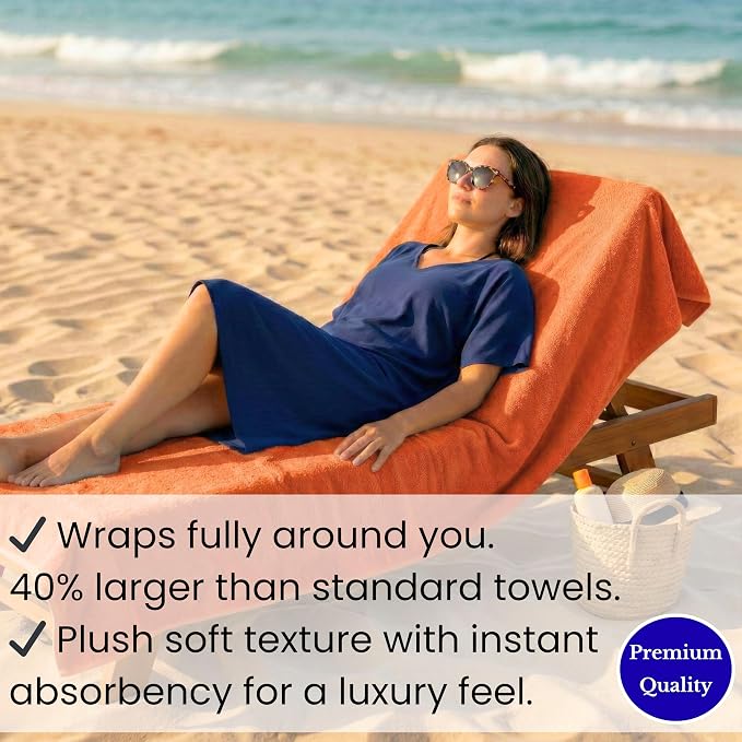 SALBAKOS Luxury 100% Turkish Cotton Bath Sheet 40x80 in (1-Piece, Orange) | Extra Large Jumbo Oversized Bathroom and Beach Towel, Super Soft Highly Absorbent Thick Premium Hotel Quality, Made in Turkey