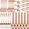 Thenshop 30 Pcs Serving Utensils Set Stainless Steel Flatware Serving Set Include Large Spoons Slotted Spoons Forks Soup Ladle Pie Server and Tongs for Buffet Catering Party Restaurant(Rose Gold)