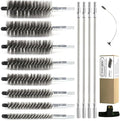 50 in Pipe Cleaning Brush Set with Stainless Steel Bristles, Wire Brush with 4pcs Stainless Steel Spring Flexible Rods, Stainless Steel Pipe Brush 8pcs for Auto Parts, Bottles, Tubes.