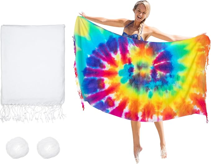 Dielianyi Turkish Beach Towels for Tie-dye Oversized White Beach Towel for tie dye Party 71x39 Lightweight Beach Blanke for Bath Towel Travel Towels with tie dye Thread (1) (1 PCS)