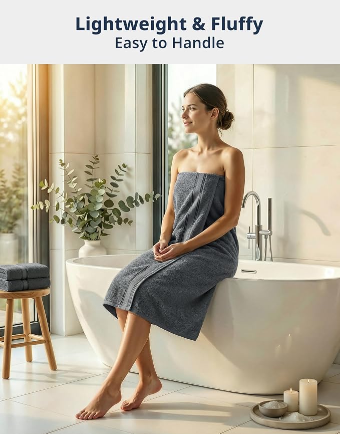 LANE LINEN Towel Set Soft Absorbent Quick Dry 100% Cotton - Cool Grey | Cotton Bath Towels - Lightweight & Breathable, Fade-Resistant Color, Classic Terry Weave, Densely Woven, Coordinated Colors