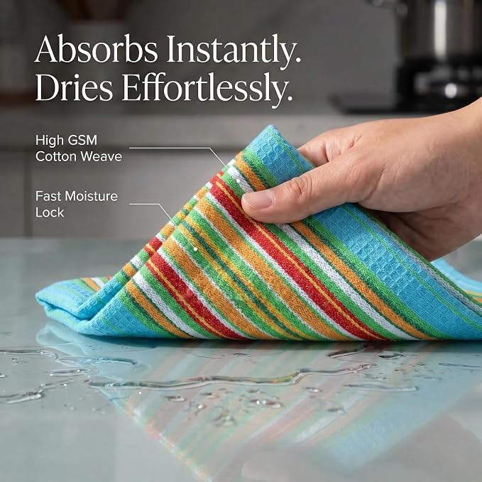 Urban Villa Kitchen Towels Cotton Dish Towels 20”x30” (Set of 8) Multi