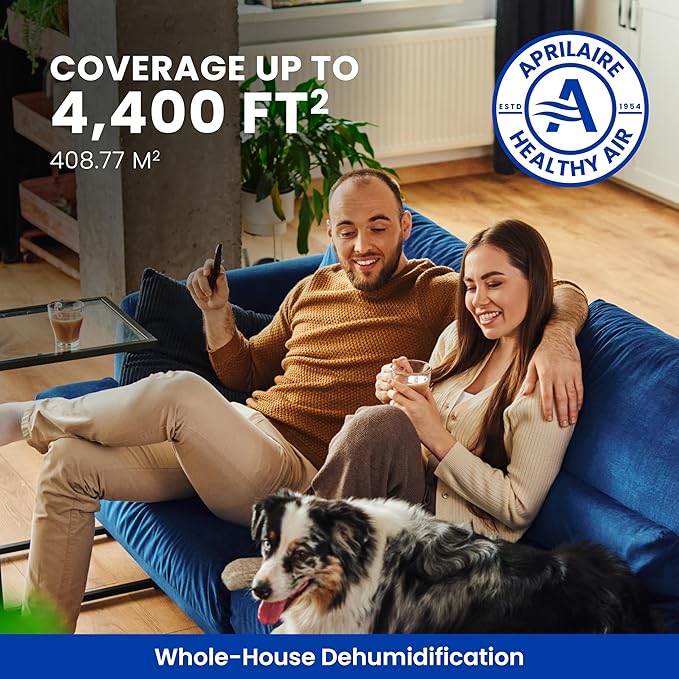 AprilAire E080 Pro 80-Pint Whole-House Dehumidifier, Energy Star Certified, Commercial-Grade for Basement, Crawlspace or Whole House up to 4,400 sq. ft.