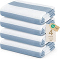 Touchat 4 Pack Beach Towels Stripe Microfiber Beach Towel Sand Free Quick Dry Swim Pool Towels for Adult, 30'' x 60'' Lightweight Travel Bath Towel, Camping | Ultra-Portable, Multi-Functional, Blue