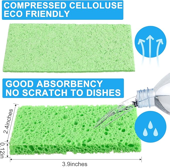 Zhengmy 48 Pieces Sponges Bulk Sponges Kitchen Compressed Sponge Natural Dish Sponge Compressed Wood Pulp Cleaning Without Scratching for Kitchen Bathroom, 3.9 x 2.4 x 0.12 Inch (Multicolor)