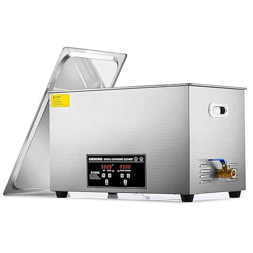 CREWORKS 30L Digital Ultrasonic Cleaning Machine with Heater and Timer, 600W Stainless Steel Ultrasonic Cleaner Machine, 7.9 gal Ultrasonic Parts Cleaner for Retainer Glasses Auto Tool Machine Part