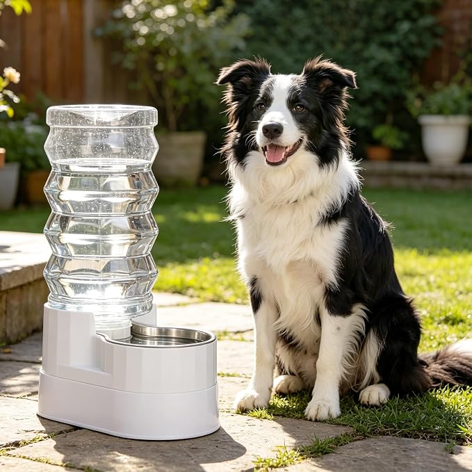 RIZZARI 9L Elevated Dog Water Dispenser: Large Capacity Wide Mouth | Filtered Hydration Design/Senior & Large Dogs / Dishwasher Safe Stainless Steel Bowl /Anti Splash Base/ Multi Pet Homes