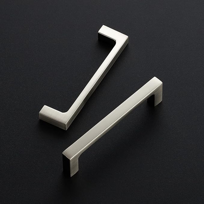 Ravinte 15 Pack Solid 4 Inch Square Cabinet Handles - Brushed Nickel Drawer Pulls - Kitchen Cabinet Hardware