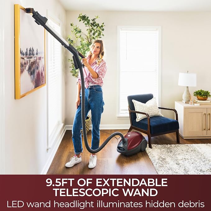 Kenmore Elite 700 Series Bagged Canister Vacuum with Hair Eliminator | Pet Friendly Design, 2-Motor Powerful Suction, HEPA and Auto Cord Rewind for Carpets, Hard Floor and Upholstery