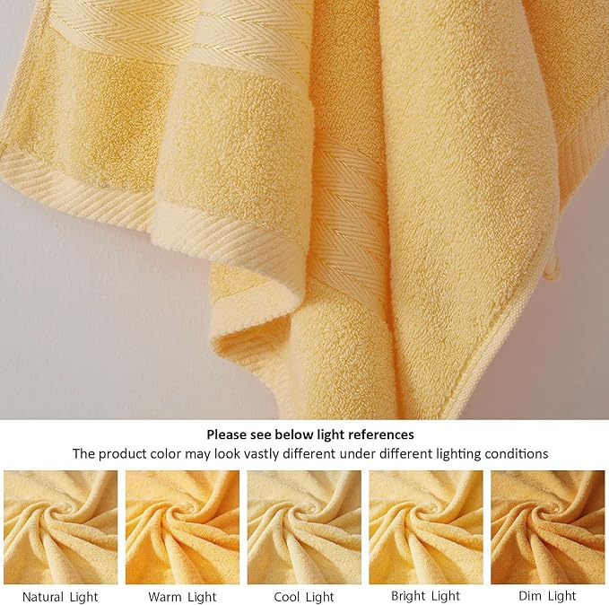 COZYART Luxury Bath Towel Set 3 PCS, Yellow 100% Turkish Cotton 650 GSM | OEKO-Tex 100 Certified Zero Twist Ring Spun, Soft Absorbent Quick Dry, Plush Fluffy, Breathable Hotel Quality for Daily Use