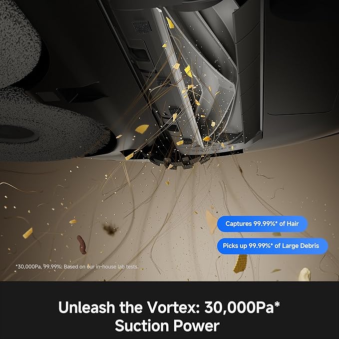 Mova P70 Pro Ultra Robot Vacuum and Mop, 30,000Pa Suction, 212℉ Hot Water Mop Self-Cleaning & 1-Hour Fast Drying, Corner-to-Edge Deep Cleaning, Auto-Empty Dock, AI Object Recognition, Black