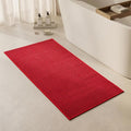 Triohero Bathroom Rugs Non Slip Washable, Super Absorbent Thin Bath Mat Quick Dry Low Pile Bathroom Rug, Red 24"x47"