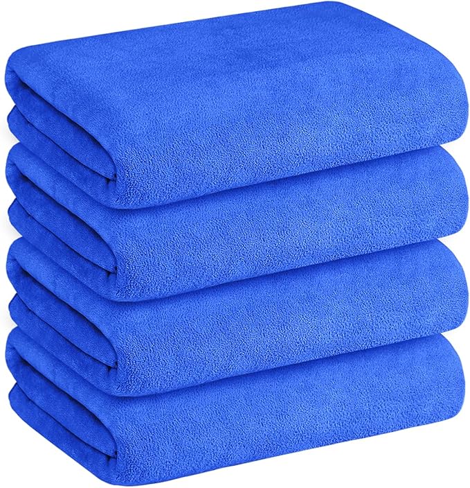 JML Microfiber Bath Towels, 30" x 60", Pack of 4, Dark Blue | Soft, Absorbent, Quick Dry, Use for Hair Wrap, Shower, Fitness, Sport, Yoga