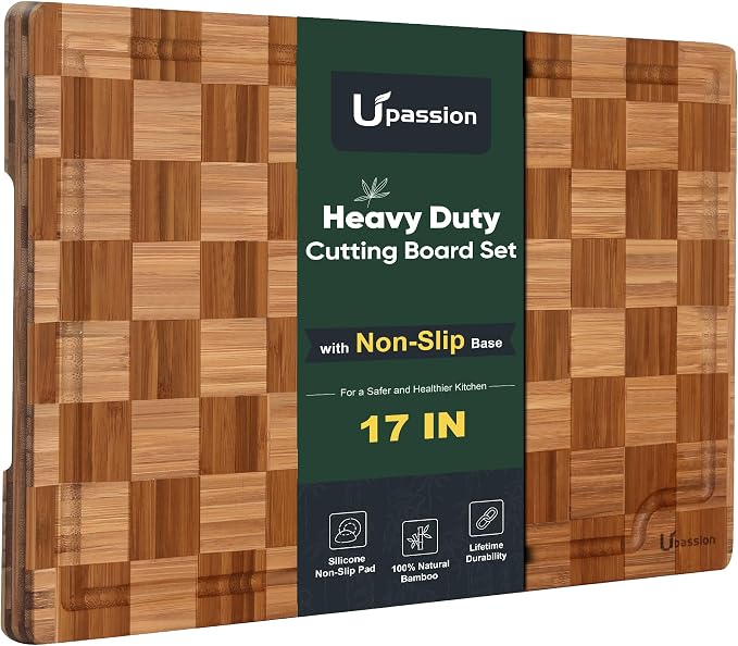 Heavy Duty Bamboo Cutting Boards Best Non Toxic Book Checkered Wood Cutting Boards for Kitchen Solid End Grain Wood Chopping Board Large Butcher Block