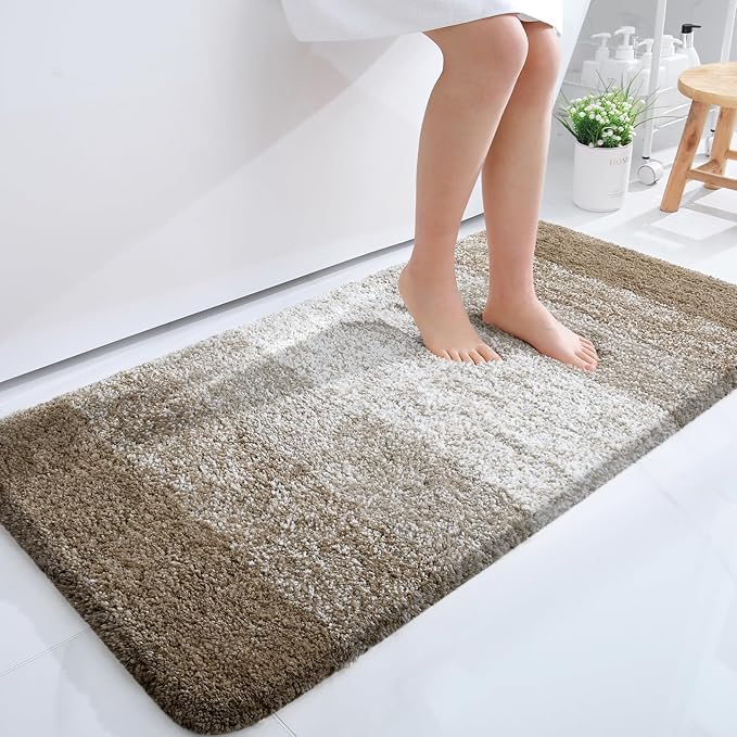 OLANLY Bathroom Runner Rugs Mat 44x24, Extra Soft Absorbent Microfiber Bath Rugs, Rubber Backing, Quick Dry, Washable Long Bath Mats for Bathroom Floor, Tub and Shower, Home Decor Accessories, Coffee